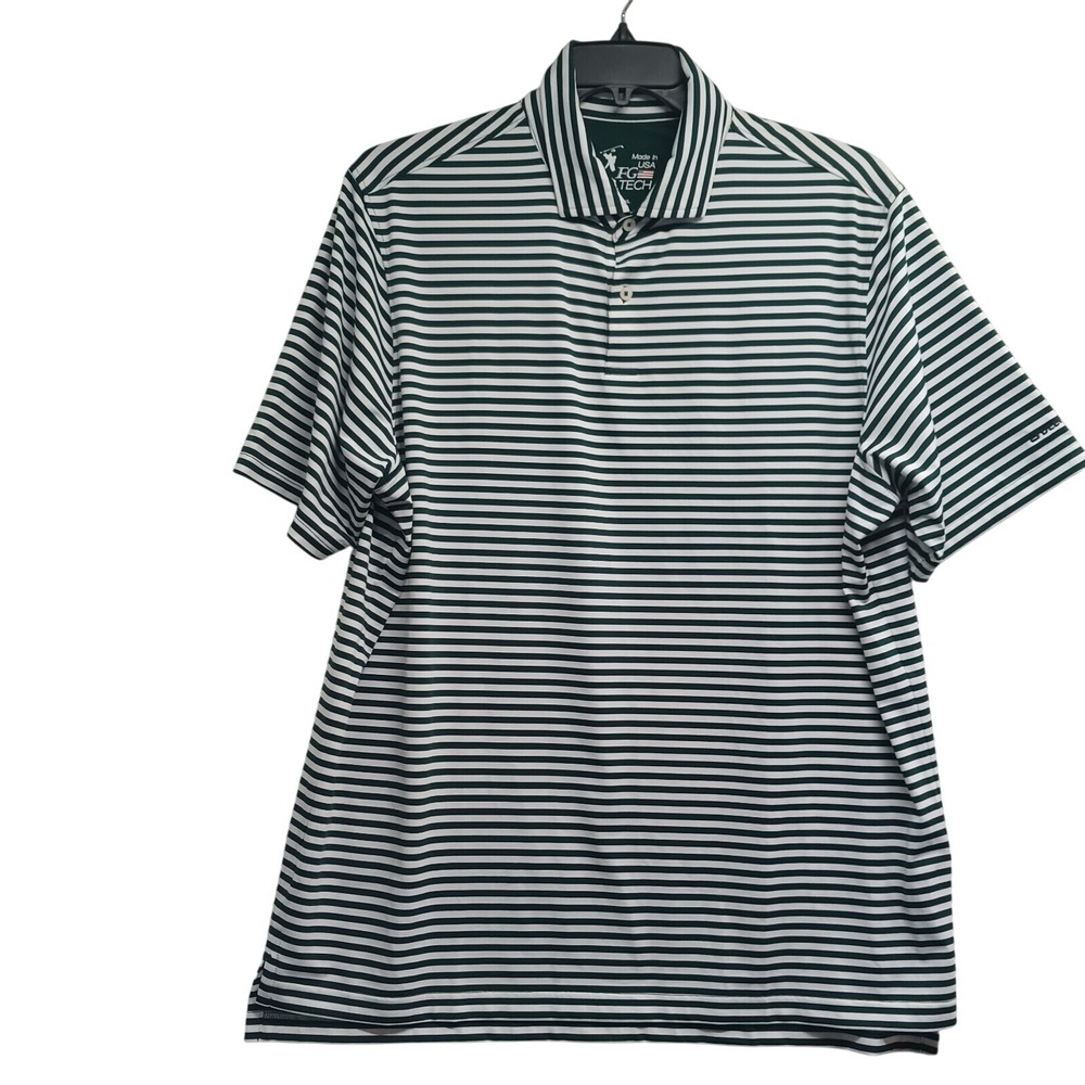 F&G Tech Men's Golf Polo‎ Shirt Short Sleeve Green Striped Size XL" Dela Dental"